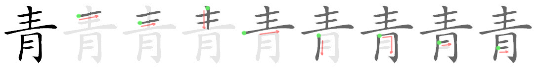 stroke order for 青